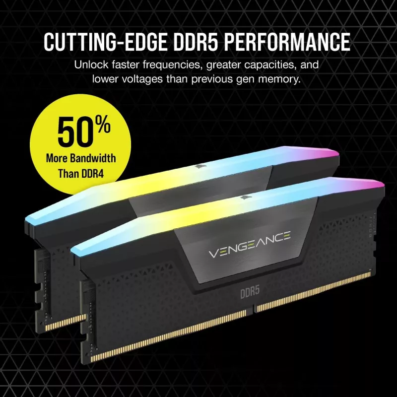 Corsair Vengeance RGB kit de memoria RAM 32 GB (2x16 GB) DDR5-6000 CL38, negro