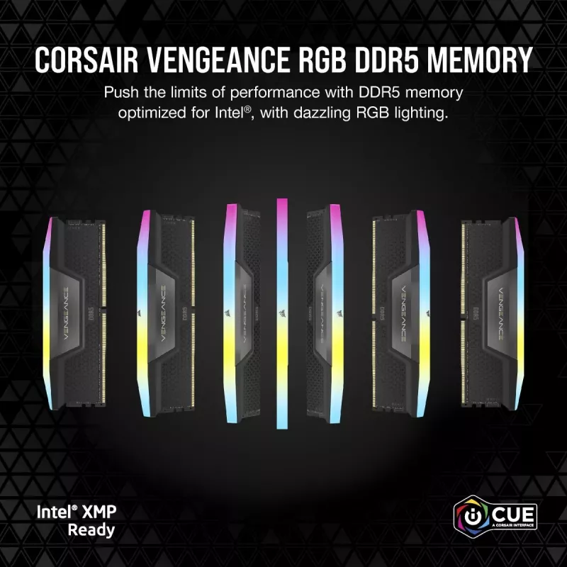 Corsair Vengeance RGB kit de memoria RAM 32 GB (2x16 GB) DDR5-6000 CL38, negro