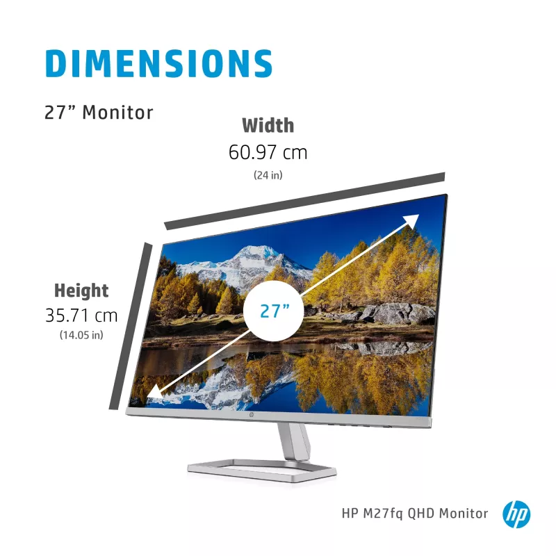 Monitor HP M27fq 27 pulgadas Quad HD 2560x1440 IPS LCD, 300 cd/m², 75 Hz, 5 ms, Plata