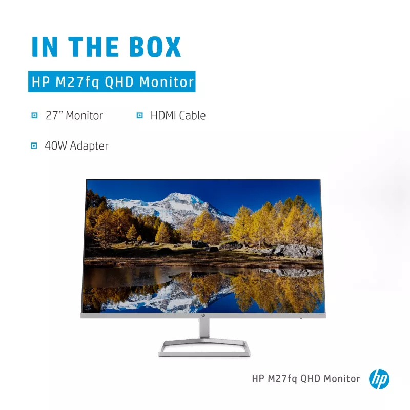 Monitor HP M27fq 27 pulgadas Quad HD 2560x1440 IPS LCD, 300 cd/m², 75 Hz, 5 ms, Plata