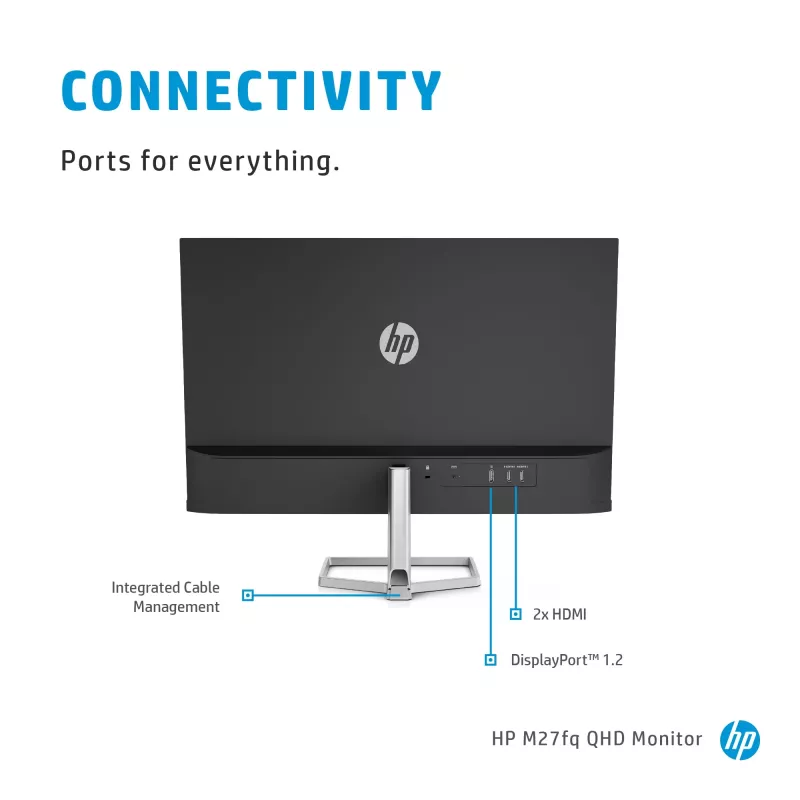 Monitor HP M27fq 27 pulgadas Quad HD 2560x1440 IPS LCD, 300 cd/m², 75 Hz, 5 ms, Plata