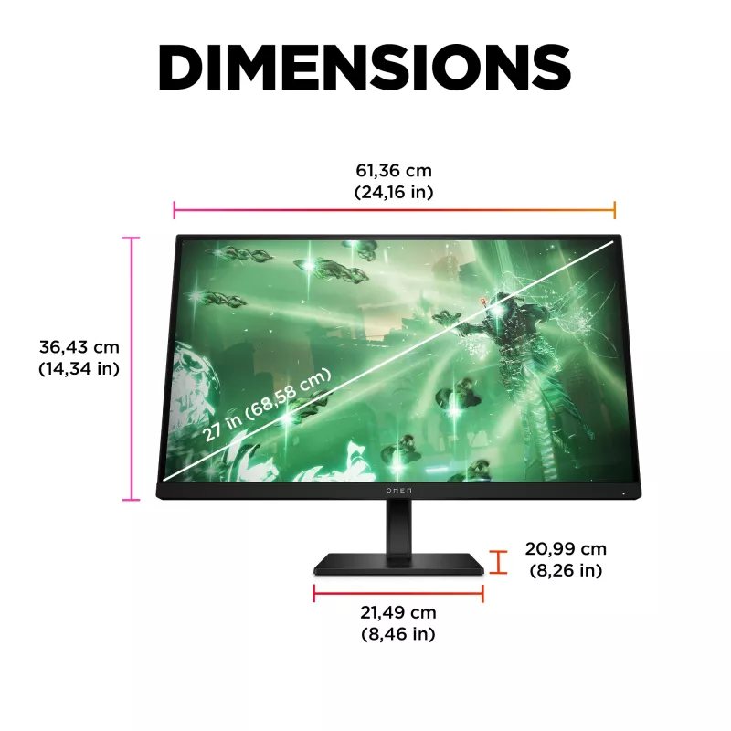 OMEN by HP 27 pulgadas QHD 165Hz Monitor gaming - OMEN 27q