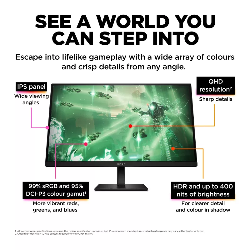 OMEN by HP 27 pulgadas QHD 165Hz Monitor gaming - OMEN 27q