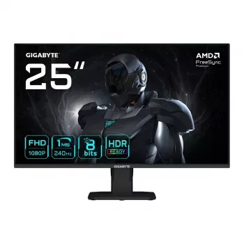 GIGABYTE GS25F2A 25 pulgadas Monitor gaming FHD - 1920 x 1080, 240Hz, 1ms, 300 cd/m², Display HDR 10, HDMI 2.0, Displayport 1.4