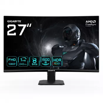 GIGABYTE GS27FC2 27 pulgadas Monitor gaming curvo FHD – 1920 x 1080, 240 Hz, 1, 350 cd/m², HDR Ready, HDMI 2.0, DisplayPort 1.4