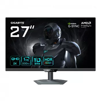 GIGABYTE G27Q2 27” 2K Monitor gaming QHD – 2560 x 1440, 200 Hz, 1 ms, 350 cd/m², compatible con G-Sync, FreeSync Premium, HDR10, HDMI 2.0, DisplayPort 1.4