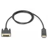 Cable adaptador DisplayPort DIGITUS, DP - DVI (24+1) M/M, 2 m con bloqueo, compatible con DP 1.2, CE Negro