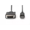 Cable adaptador DisplayPort DIGITUS, DP - DVI (24+1) M/M, 2 m con bloqueo, compatible con DP 1.2, CE Negro