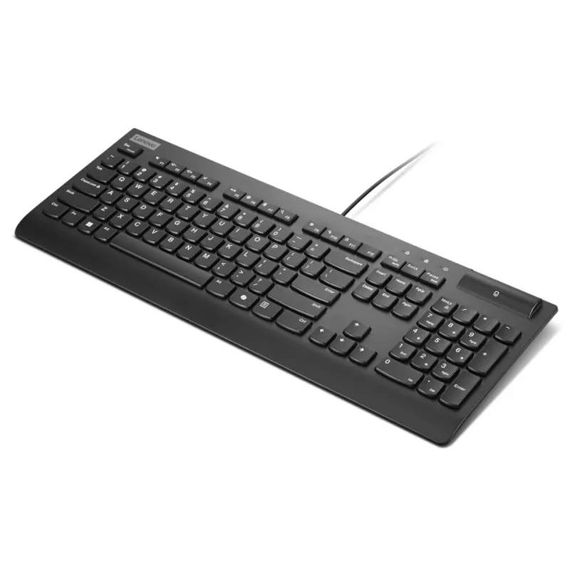 Teclado con cable de tamaño completo con lector de tarjetas Lenovo Smartcard Wired II — distribución alemana, USB, 106 teclas, negro