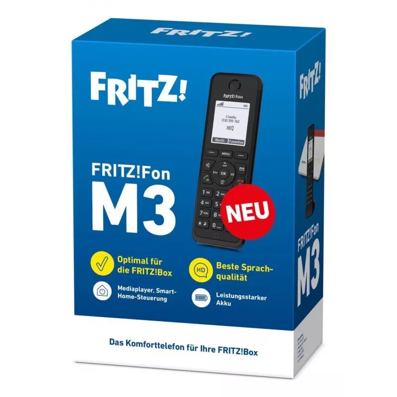Teléfono DECT FRITZ Fon M3 Terminal inalámbrico Identificador de llamadas Negro