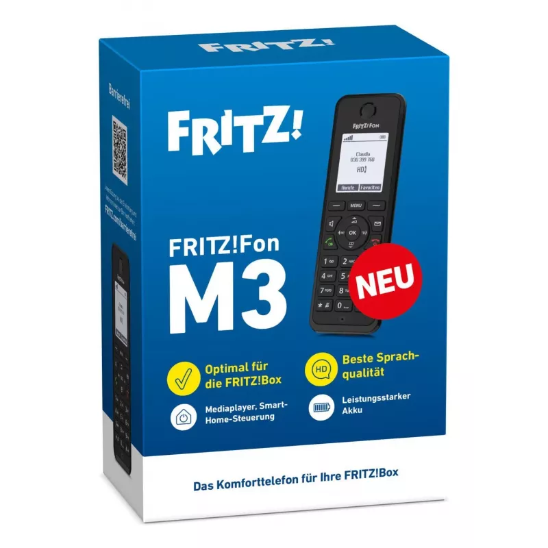 Teléfono DECT FRITZ Fon M3 Terminal inalámbrico Identificador de llamadas Negro