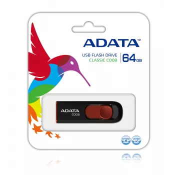 ADATA C008 64 GB Memoria USB USB Type-A 2.0 Negro, Rojo