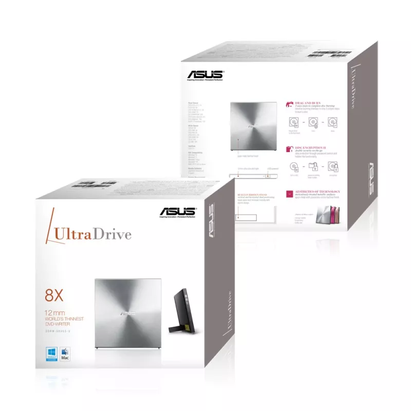 ASUS SDRW-08U5S-U unidad óptica DVD Super Multi DL Metallic