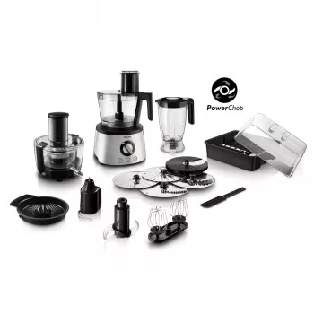 Robot de cocina Philips HR7778/00 3,4 L bol, 1300 W, 32 funciones, 12 velocidades, Acero inoxidable