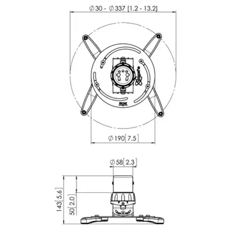 Soporte de proyector de techo Vogel's PPC1500 blanco — regulable en altura, para una instalación sencilla