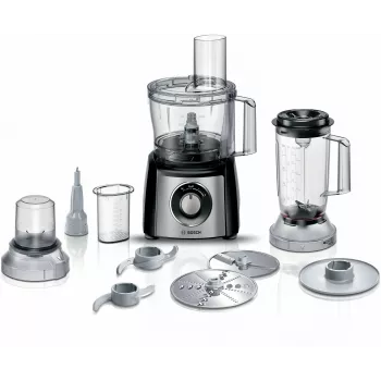 Robot de cocina Bosch MCM3501M — 800 W, bol de 2,3 l, negro, 2 velocidades, función de impulso, batidora y picadora mini