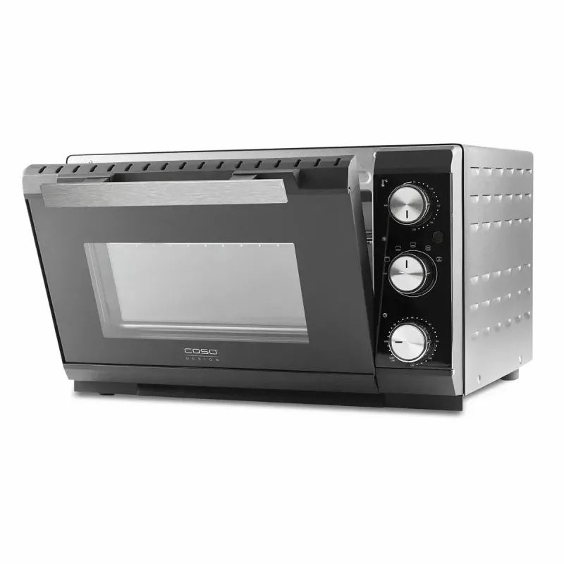 Caso TO 20 Design-Oven minihorno eléctrico, 20 l, 1500 W, convección, asador giratorio, temporizador, hasta 230 °C, carcasa Cool-Touch, negro