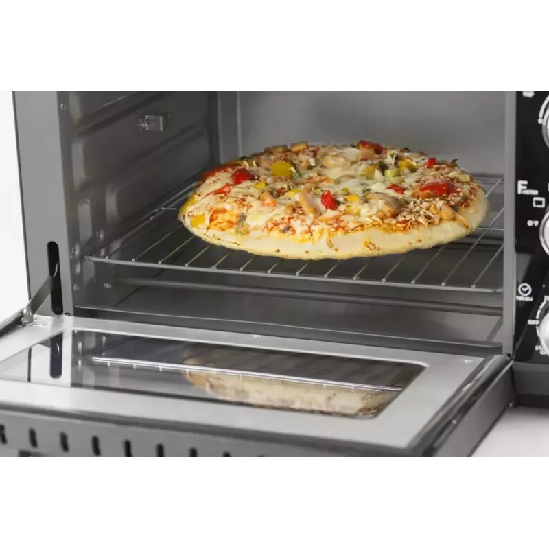 Caso TO 20 Design-Oven minihorno eléctrico, 20 l, 1500 W, convección, asador giratorio, temporizador, hasta 230 °C, carcasa Cool-Touch, negro