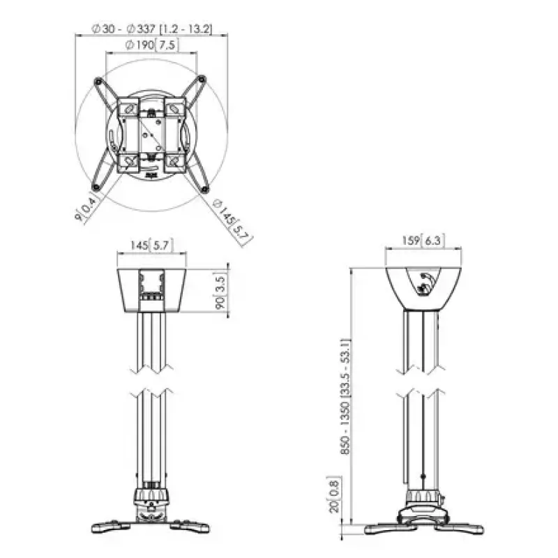 Vogel's PPC 1585 soporte de techo para proyector, blanco