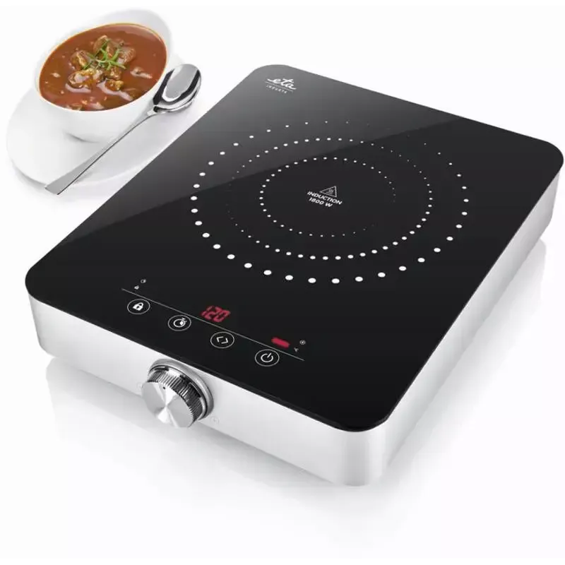 ETA ETA011190000 placa de inducción portátil, 1 zona, 1800 W, control táctil, pantalla, negra