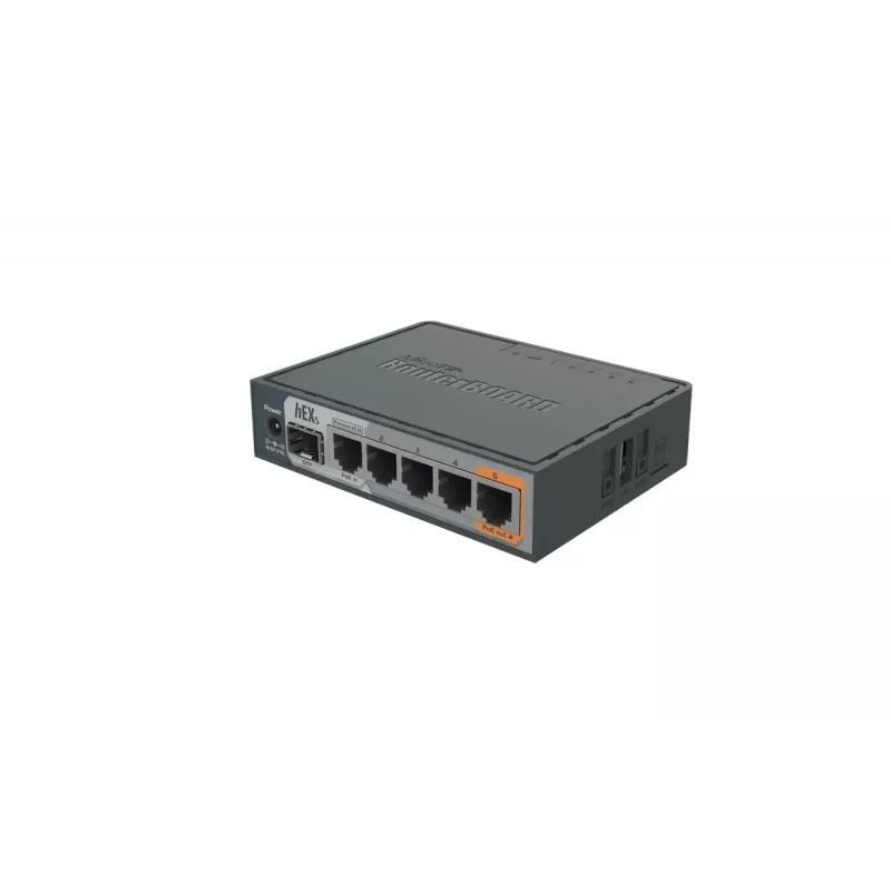 MikroTik RB760iGS hEX S router cableado, 5x Gigabit RJ45, 1x SFP, 1x USB 2.0, salida PoE, negro