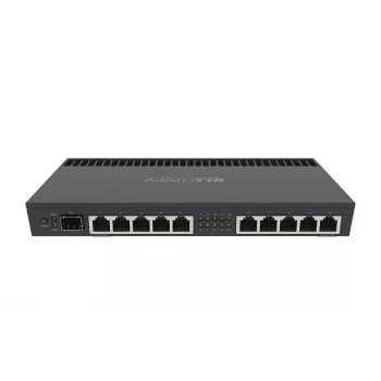 Router con cable MikroTik RB4011IGS+RM — 10x Gigabit RJ-45, 1x SFP+, 1,4 GHz 4 núcleos, 1 GB RAM, rack 1U, salida PoE
