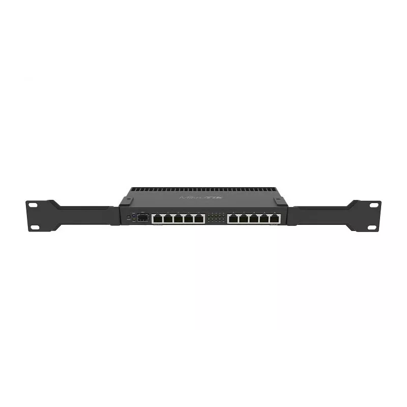 Router con cable MikroTik RB4011IGS+RM — 10x Gigabit RJ-45, 1x SFP+, 1,4 GHz 4 núcleos, 1 GB RAM, rack 1U, salida PoE