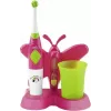 ETA Sonetic ETA129490070 cepillo de dientes infantil a pilas con vaso y soporte, 2 cabezales, 2x AAA, temporizador de 2 minutos, rosa