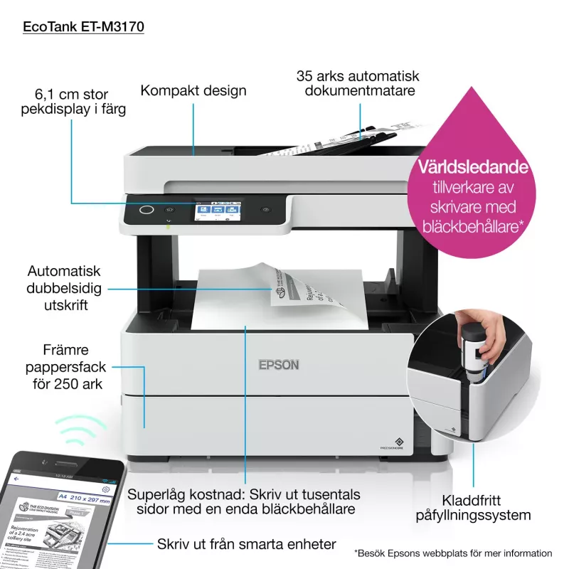 Impresora multifunción Epson EcoTank ET-M3170 inyección de tinta impresión mono
