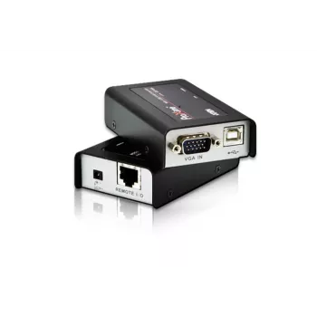 ATEN extensor KVM MINI USB VGA (100 m), transmisor y receptor, con cable, 100 m, Cat5, 1920 x 1200 píxeles, negro