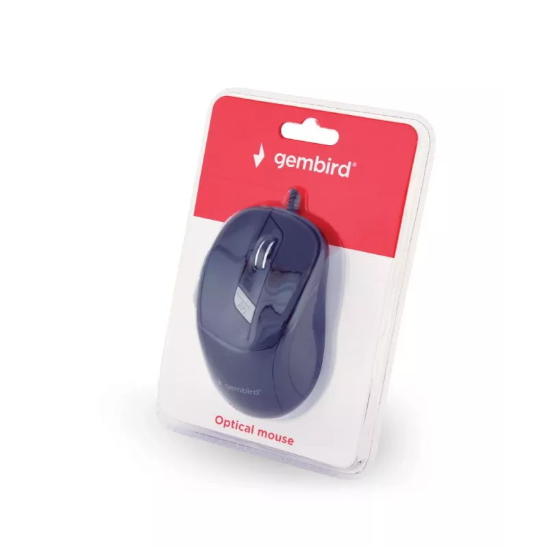 Ratón GEMBIRD USB óptico para diestros MUS-4B-02 — 1200 DPI, 4 botones, con cable, negro