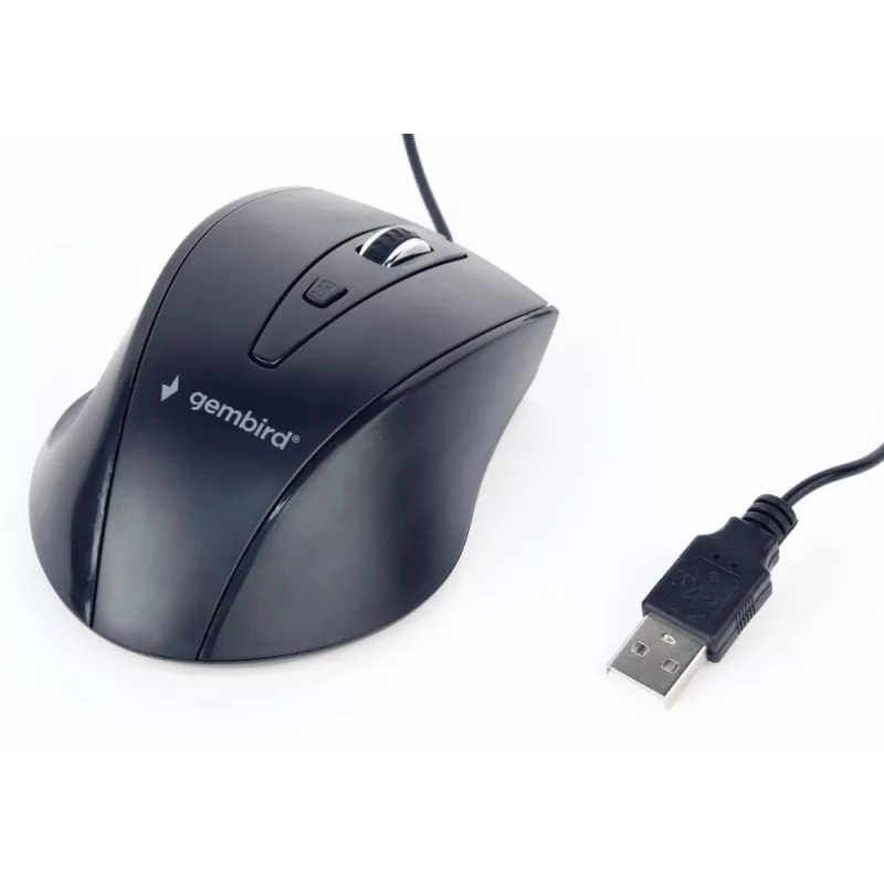 Ratón GEMBIRD USB óptico para diestros MUS-4B-02 — 1200 DPI, 4 botones, con cable, negro