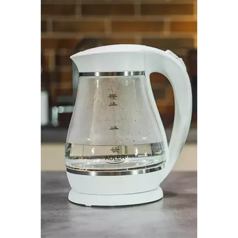 Hervidor eléctrico Adler 1,7 L 2200 W – carcasa de cristal, indicador de nivel de agua, base 360°, apagado automático
