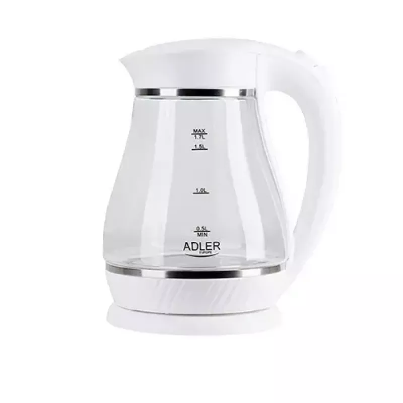 Hervidor eléctrico Adler 1,7 L 2200 W – carcasa de cristal, indicador de nivel de agua, base 360°, apagado automático