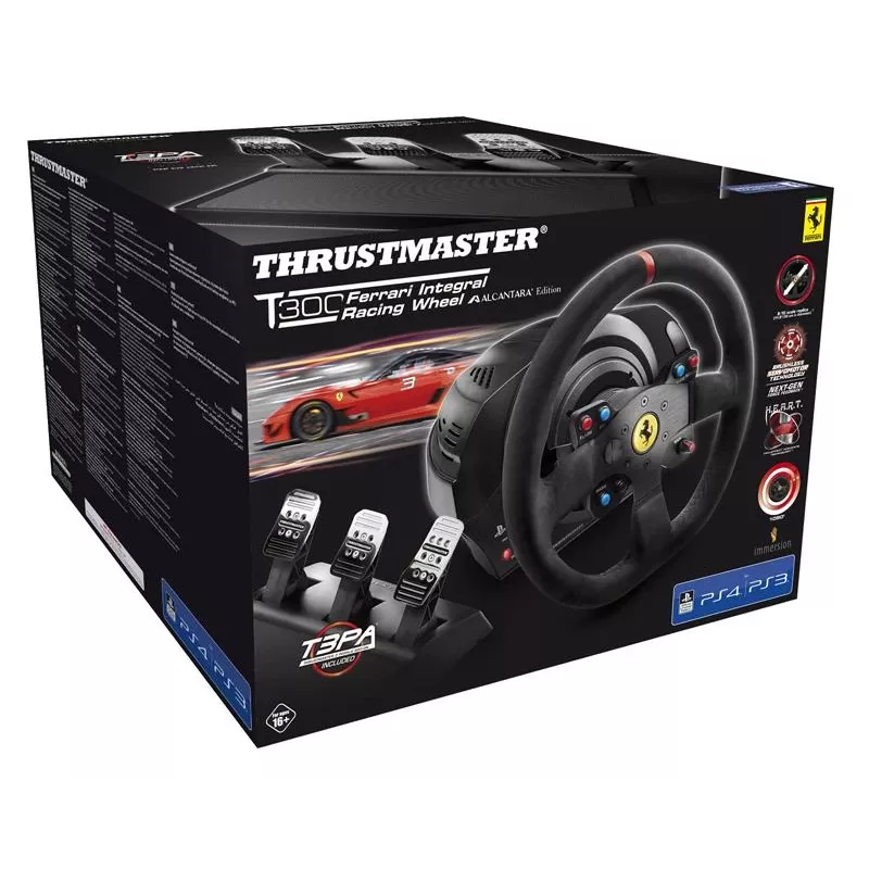 Volante Thrustmaster T300 Ferrari Integral Racing Wheel Alcantara Edition negro + pedales analógico / digital PC, PlayStation 4, PlayStation 3