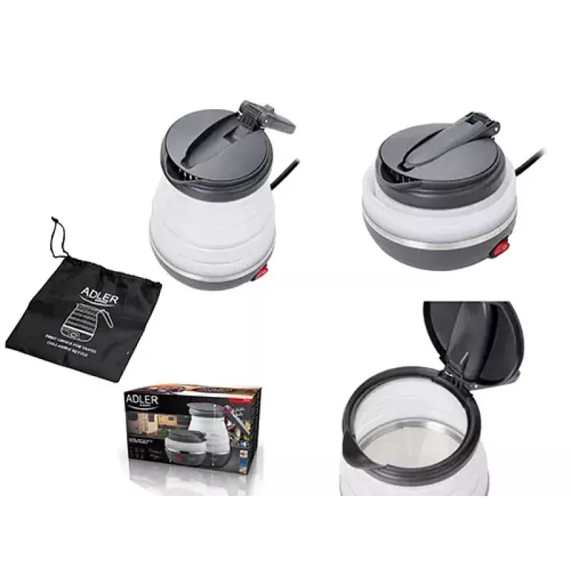 Hervidor de agua Adler AD 1279 — 0,6 L, 750 W, carcasa de plástico, control por botones, luz indicadora