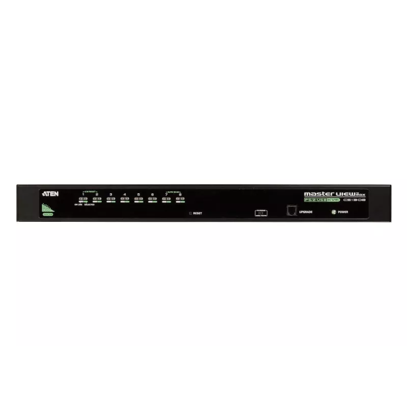 Switch KVM ATEN 8 puertos USB - PS/2 VGA, 2048 x 1536 píxeles, QXGA, montaje en rack, 5 W, 1U, negro