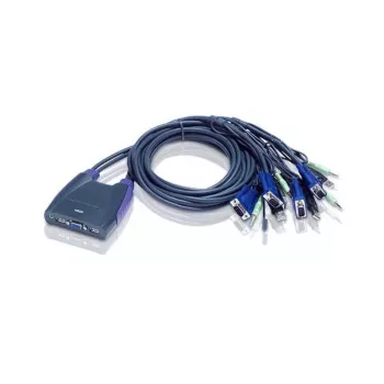 Switch KVM ATEN 4 puertos con cables KVM USB + audio
