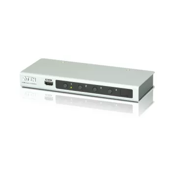 Switch de audio/vídeo ATEN 4 puertos 4K HDMI con mando a distancia por infrarrojos, HDMI, metal, plata, 60 Hz, 15 m, 3840 x 2160, 4096 x 2160