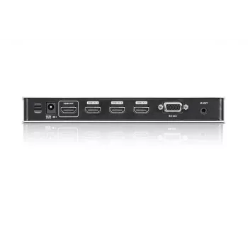 Switch de audio/vídeo ATEN 4 puertos 4K HDMI con mando a distancia por infrarrojos, HDMI, metal, plata, 60 Hz, 15 m, 3840 x 2160, 4096 x 2160