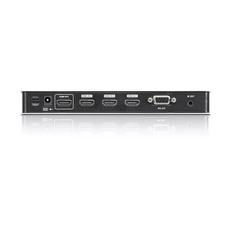 Switch de audio/vídeo ATEN 4 puertos 4K HDMI con mando a distancia por infrarrojos, HDMI, metal, plata, 60 Hz, 15 m, 3840 x 2160, 4096 x 2160