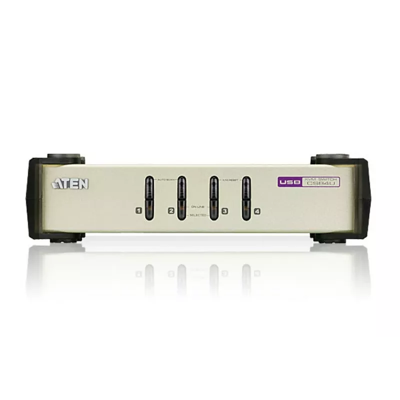 ATEN CubiQ CS84U conmutador KVM PS/2-USB VGA de 4 puertos, 2048 x 1536 (QXGA), cables KVM incluidos
