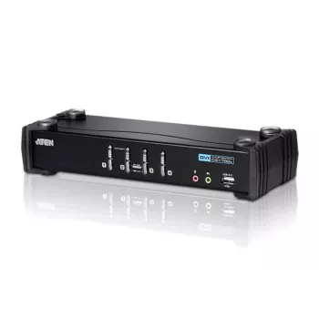 Switch KVM ATEN 4 puertos USB DVI con audio y hub USB 2.0 (cables KVM incluidos)