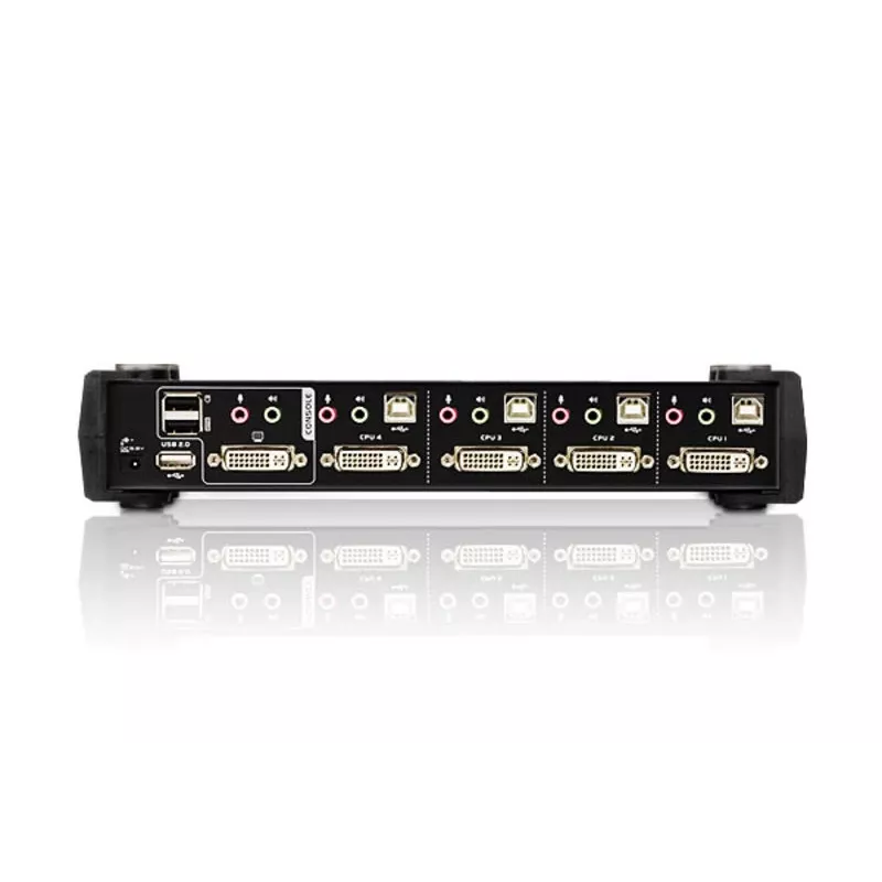 Switch KVM ATEN 4 puertos USB DVI con audio y hub USB 2.0 (cables KVM incluidos)