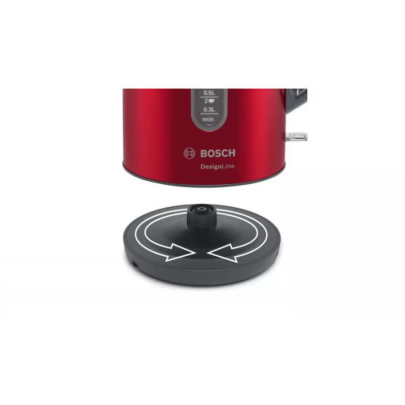 Hervidor de agua Bosch TWK4P434 — 1,7 L, 2400 W, Negro/Rojo