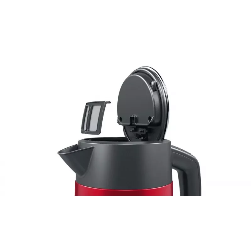 Hervidor de agua Bosch TWK4P434 — 1,7 L, 2400 W, Negro/Rojo