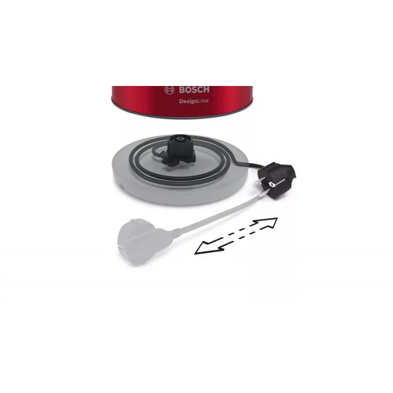 Hervidor de agua Bosch TWK4P434 — 1,7 L, 2400 W, Negro/Rojo