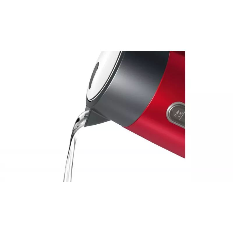 Hervidor de agua Bosch TWK4P434 — 1,7 L, 2400 W, Negro/Rojo