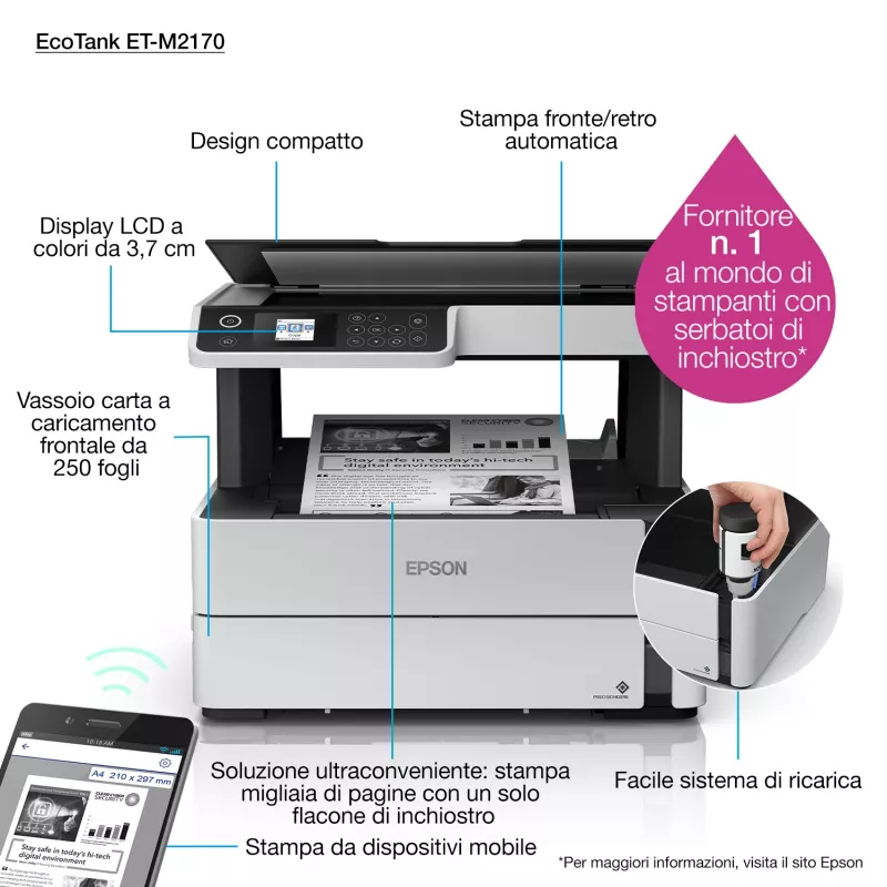 Epson EcoTank M2170 Inyección de tinta A4 1200 x 2400 DPI 39 ppm Wi-Fi