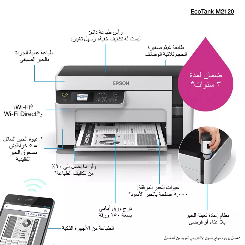 Epson EcoTank ET-M2120 Inyección de tinta A4 1440 x 720 DPI 32 ppm Wi-Fi